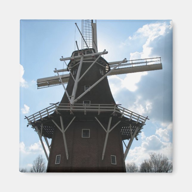 Holland Windmill Silhouette Fridge Magnet (Front)
