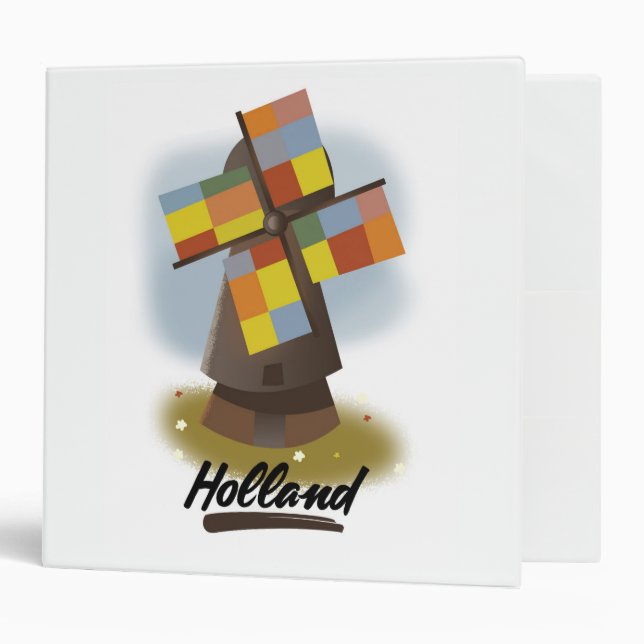 Holland windmill travel poster 3 ring binder (Front/Inside)