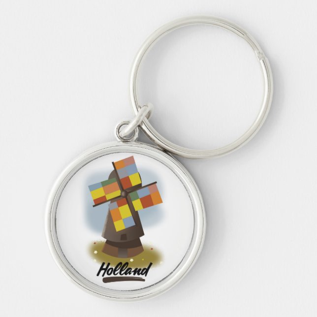 Holland windmill travel poster keychain (Front)