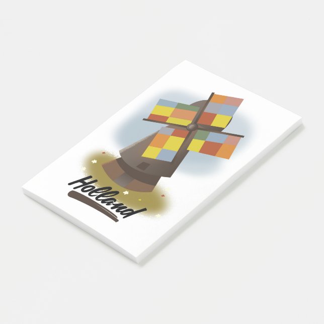 Holland windmill travel poster post-it notes (Angled)