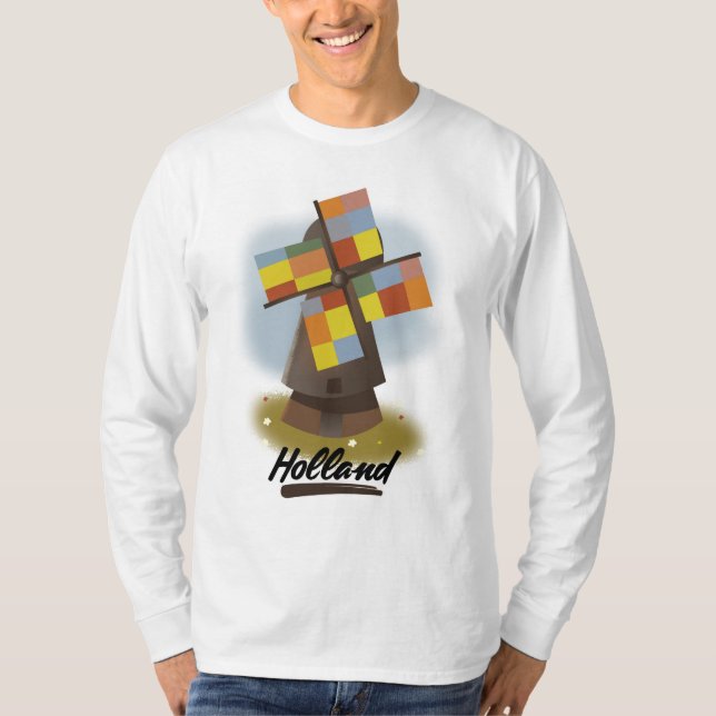Holland windmill travel poster T-Shirt (Front)
