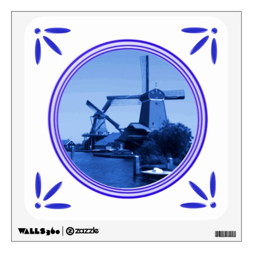 Holland Windmills Delft_Blue_Tile_Look Wall Sticker