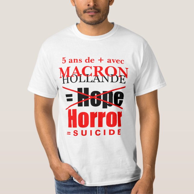 Hollande + Macron = Horror - White Men tee (Front)