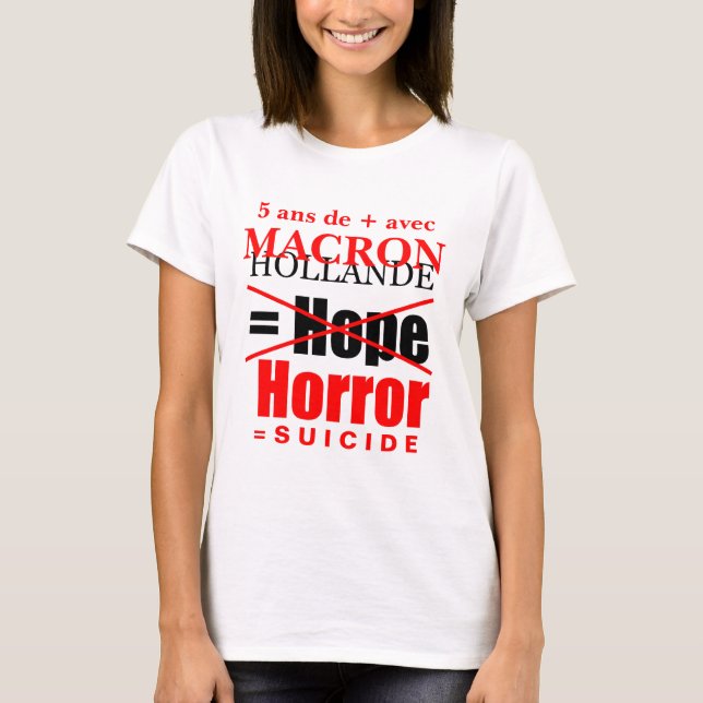 Hollande + Macron = Horror - White Women tee (Front)
