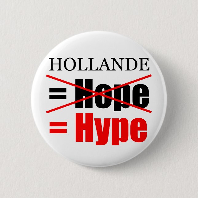 Hollande Not Hope  = Hype !!!!!!!!!!! Button (Front)
