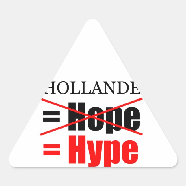 Hollande Not Hope  = Hype !!!!!!!!!!! Triangle Sticker (Front)