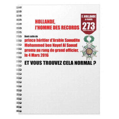Hollande Record Legions dHonneur _ Notebook