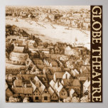 Hollar's Globe Theatre Long View of London Poster