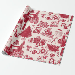 Holliday Tailgating Toile Christmas Wrapping Paper