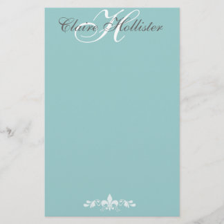 Hollister Monogram Pale Blue Feminine Personal Stationery