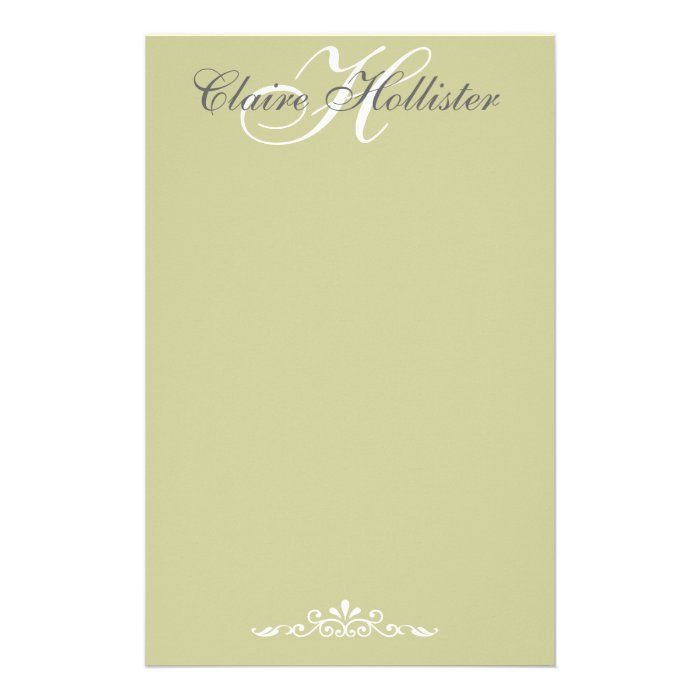 Hollister Monogrammed Sage Personalized Stationery