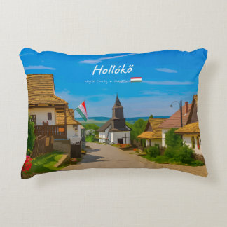 Hollókő, Hungary - Historic Village Street Accent Pillow