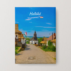 Hollókő, Hungary - Historic Village Street Button