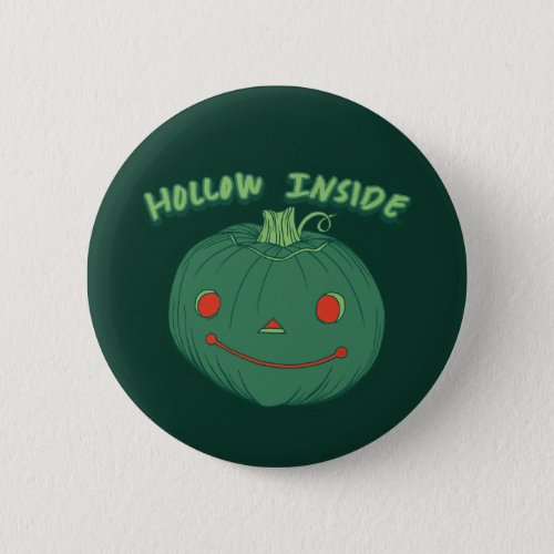 Hollow Inside _ Punny Green Jack_o_Lantern Pumpkin Button
