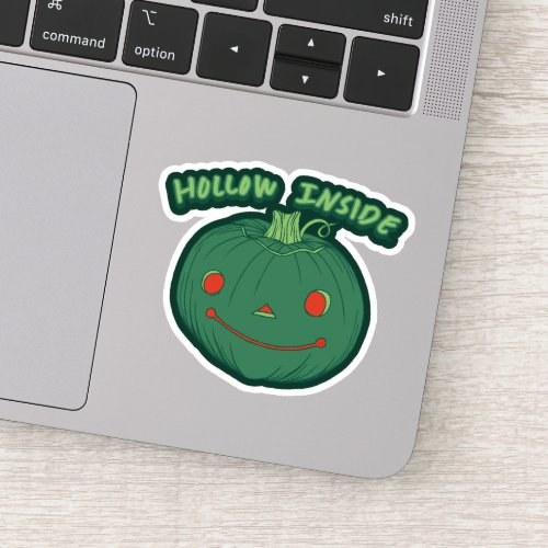 Hollow Inside _ Punny Green Jack_o_Lantern Pumpkin Sticker