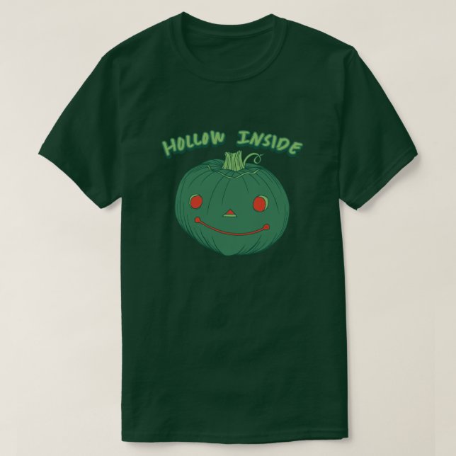 Hollow Inside - Punny Green Jack-o-Lantern Pumpkin T-Shirt (Design Front)