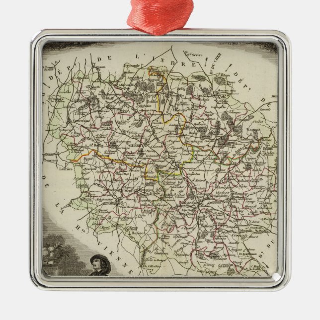 Hollow Maps Metal Ornament (Front)