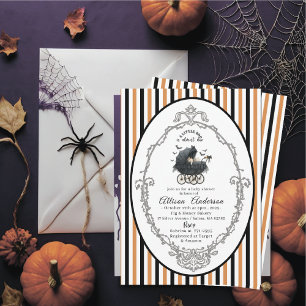 Holloween Pumpkin Little Boo Baby shower Invitation