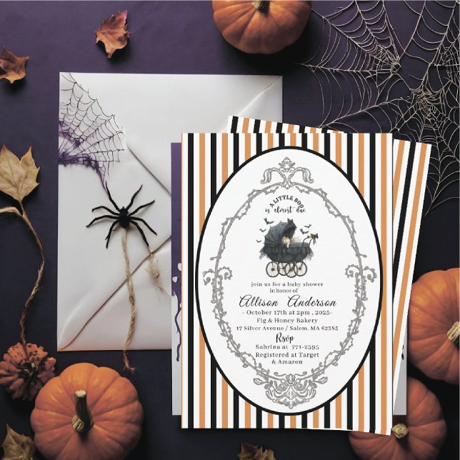 Holloween Pumpkin Little Boo Baby shower Invitation (Creator Uploaded)