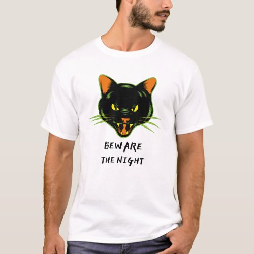 Holloween Season a scary cat beware the night T_Shirt