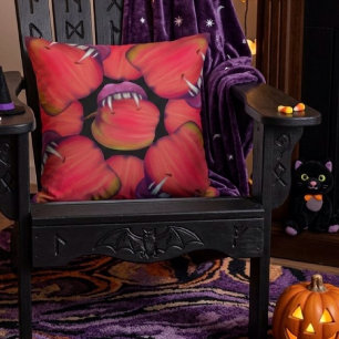 Holloween Vampire Queen Bobbing For Apples Throw Pillow