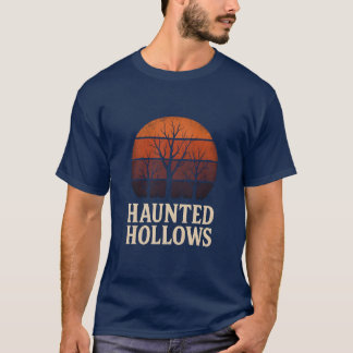 Hollows Retro Sunset Shirt, Spooky Tree Halloween T-Shirt