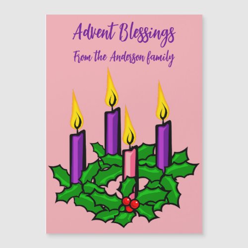 Holly Advent Wreath Magnetic Invitation