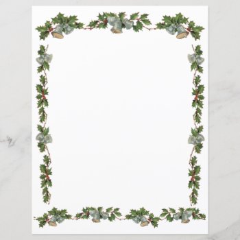 Holly And Bells Christmas Letter Paper by vintageamerican at Zazzle