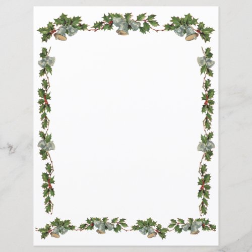 Holly and Bells Christmas Letter Paper