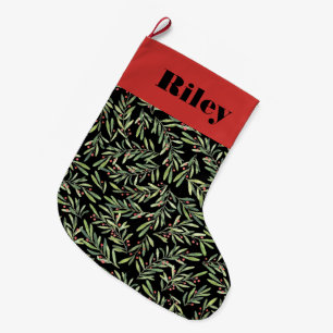 Holly and Berries Christmas Holiday Large Christmas Stocking