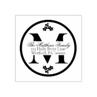 Holly and Berries Christmas Holiday Monogram