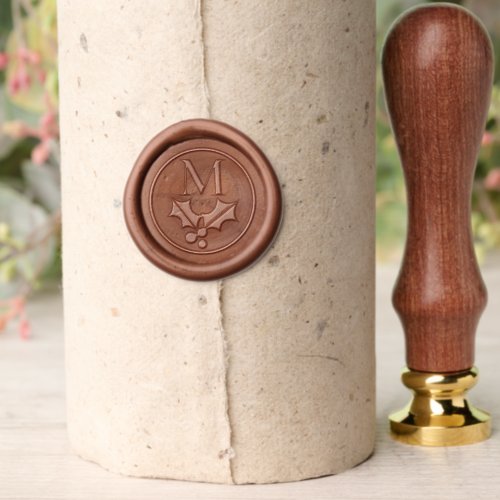 Holly and Berries Christmas Holiday Monogram Wax Seal Stamp