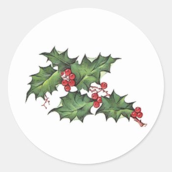 Holly And Berries | Christmas Holiday Stickers by stampgallery at Zazzle