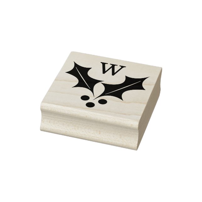 Holly and Berries Christmas Monogram Rubber Stamp (Stamp)