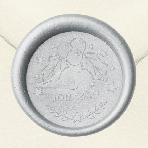 Holly and Berries Christmas Monogram Wax Seal Stamp