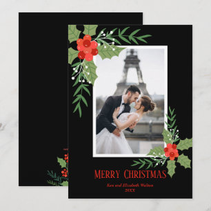 Holly and Berries Christmas Photo Holiday Card