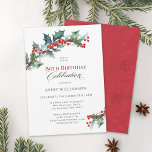 Holly and Berries Evergreens 80th Birthday Party Invitation<br><div class="desc">A perfect invitation for celebrating an 80th birthday during the Christmas holiday season, this elegant design features sprigs of watercolor painted holly and berries in the red and green color scheme that is so lovely at this time of year. Personalized with your specific event details. The age may be personalized...</div>