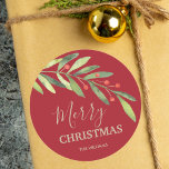 Holly and Berries Holiday Christmas Classic Round Sticker<br><div class="desc">Create stickers for holiday gifts, party favors, invitation envelopes and more featuring modern, elegant holly and berries with your message in chic lettering in any color and on any color background. All text, fonts and font colors can be modified, just click the "customize further" link and use our design tool...</div>