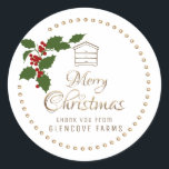 Holly and Berries Merry Christmas Gold Hive Apiary Classic Round Sticker<br><div class="desc">Classy Stylized Holly and Berries Circles Border in a colorful red,  green and gold with Merry Christmas written in an elaborate embossed gold font.  A dainty border of circles surrounds the perimeter. Change text below Merry Christmas to say "and a Happy New Year/2023" or LOVE FROM SANTA etc</div>