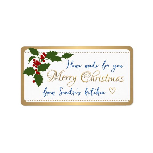 Holly and Berries Merry Christmas Label Gift Tag