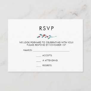 Holly and Berries Winter Wedding RSVP Card