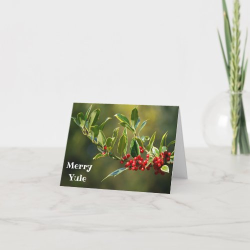 Holly and berries _ Yule Holiday Card
