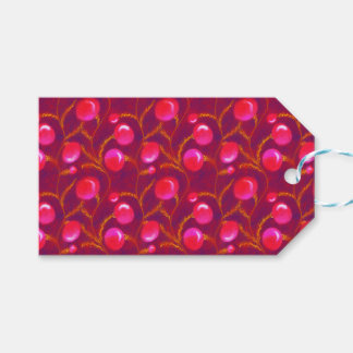 Holly and Christmas ornaments | pink Gift Tags
