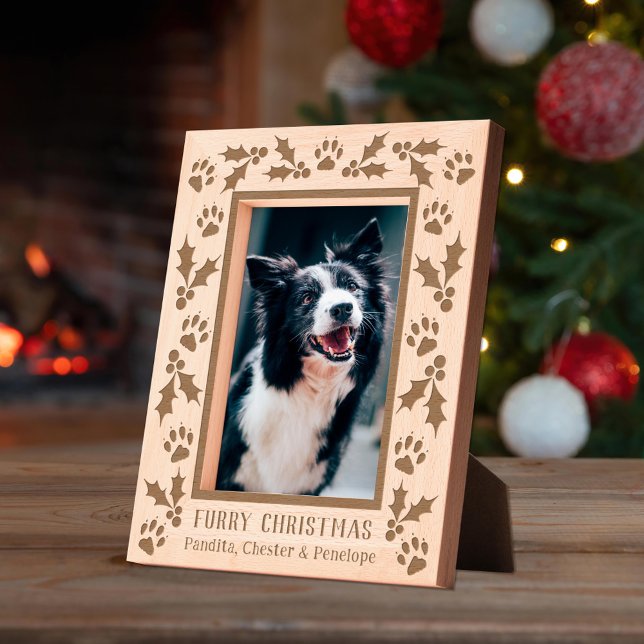 Holly and Dog Paws Holiday Engraved Frames (Creator Uploaded)