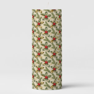 Holly and Evergreens Pillar Candle