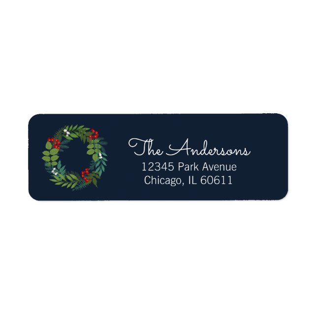 Holly And Greenery Holiday Address Label (Front)