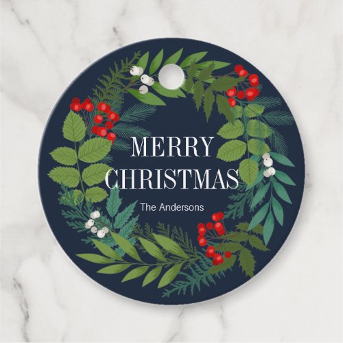 Holly And Greenery Merry Christmas Holiday Favor Tags