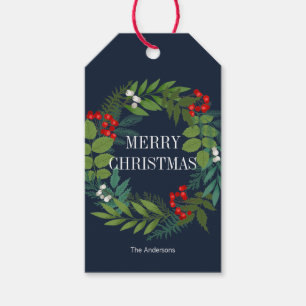 Holly And Greenery Merry Christmas Holiday Gift Tags