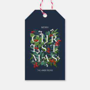 Holly And Greenery Merry Christmas Holiday Gift Tags