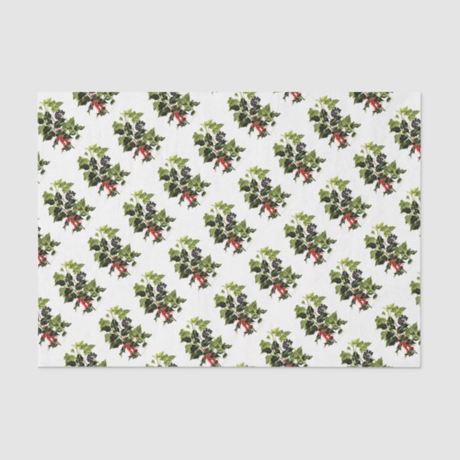 holly and ivy design Christmas Tissue Paper (Front)